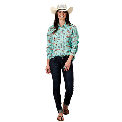 Women Five Star Collection L/S Shirt Print Blue